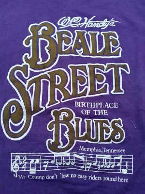 Vintage Beale Street Blues T Shirt men's M 90s Purple WC Handy Tennessee - Image 1 of 4