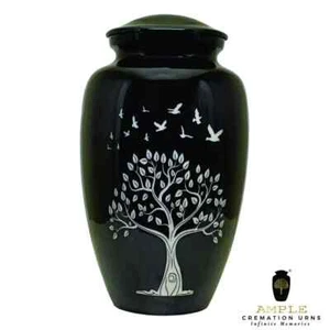 Urnas de cremación Tree of Life para cenizas humanas - Urna funeraria conmemorativa para adultos negra - Imagen 1 de 7
