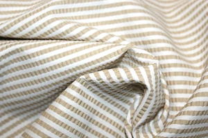 DIY Sewing Fabric Seersucker Cloth Craft Cotton White & Tan Stripe 46" x 1/2 yd - Bild 1 von 9