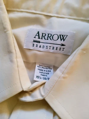 ARROW BRADSTREET мужской классический платье рубашка размер 15,5 рукав 32/33 дюйма бледно-желтый - Изображение 1 из 4