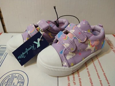 K Komforme Niño Pequeño Talla 4 Púrpura Unicornio Zapatos Lona Tenis Doble Gancho y Lazo Foto 1 de 4