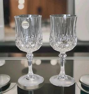 Vintage Set Of 2 CRISTAL D'ARQUES France Longchamp 24% Lead Crystal Wine Glasses - Picture 1 of 5
