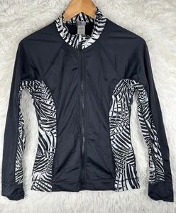 Tommy Bahama Gr. M schwarz weiß Frond Song Full Zip Langarm Rash Guard Top - Bild 1 von 10