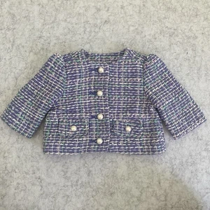 Chaqueta Blazer JANIE AND JACK Niñas Boucle Tweed 12-18m Morado Lazo Forrada de Pascua - Imagen 1 de 9