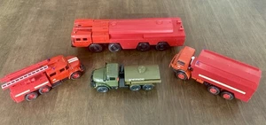 RUSSIAN VERY RARE SET OF 4 VINTAGE DIE CAST TOYS FIRE ENGINE MILITARY USSR W BOX - Picture 1 of 6