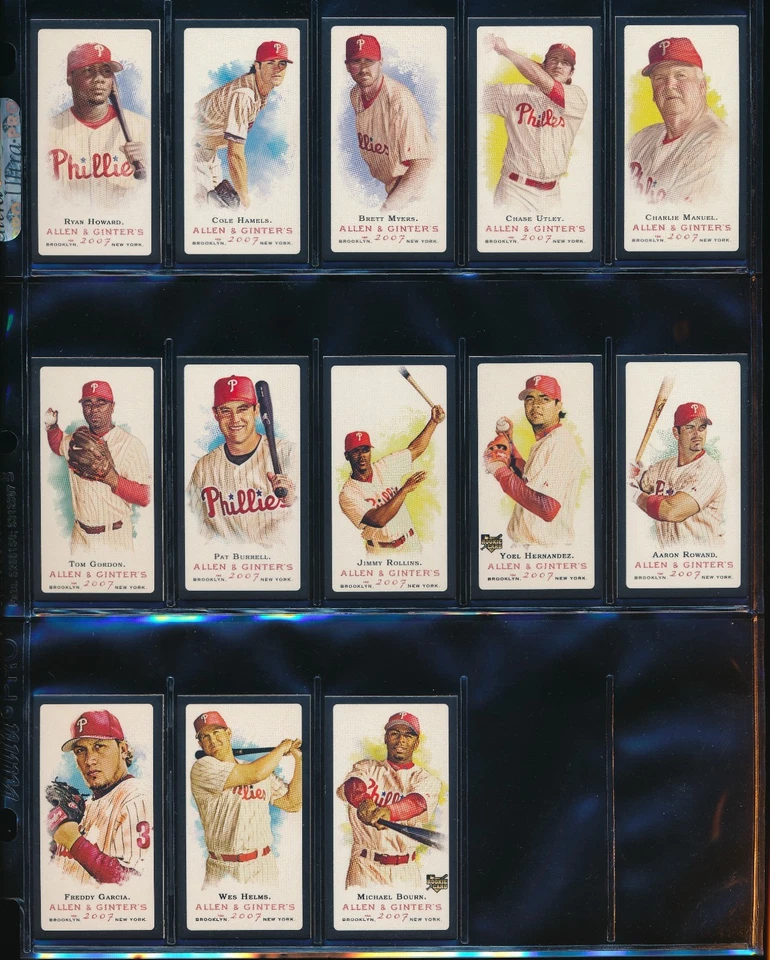 (55) Card Lot 2007 Topps Allen & Ginter Phillies Team Set (x4) Black Border Mini - Image 1 of 4