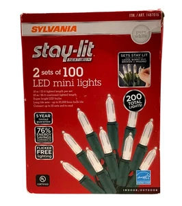 Sylvania Stay-Lit Platinum 2 juegos de 100 mini luces LED blanco puro - Imagen 1 de 10