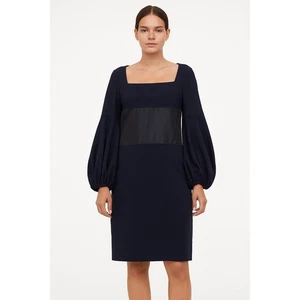 Greta Constantine Size XXL Square Neck Sheath Dress Black Silk Wool Long Sleeves - Picture 1 of 10