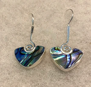 Sajen Paua Shell Koru Drop Earrings - 5.6 Grams - Picture 1 of 8