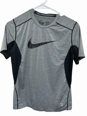 Camisa Atlética Nike Niños-Talla Grande-Gris/Negro-Manga Corta-Logo Foto 1 de 4