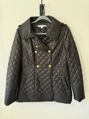 Jaqueta feminina Via Spiga preta acolchoada fecho de botão excelente estado G - Imagem 1 de 4