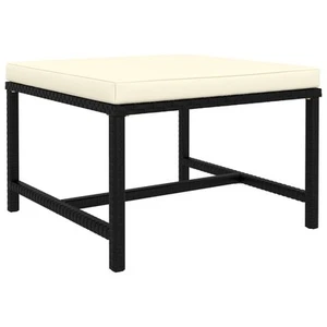 Footrest Black, Cream White PE rattan, Steel Medium Footrest - Picture 1 of 4
