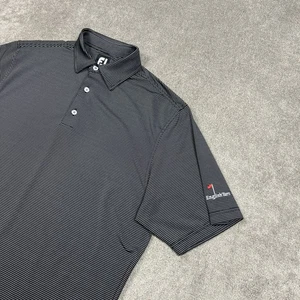 Footjoy FJ Golf Polo Shirt Mens Medium Black Striped English Turn CC Performance - Picture 1 of 9
