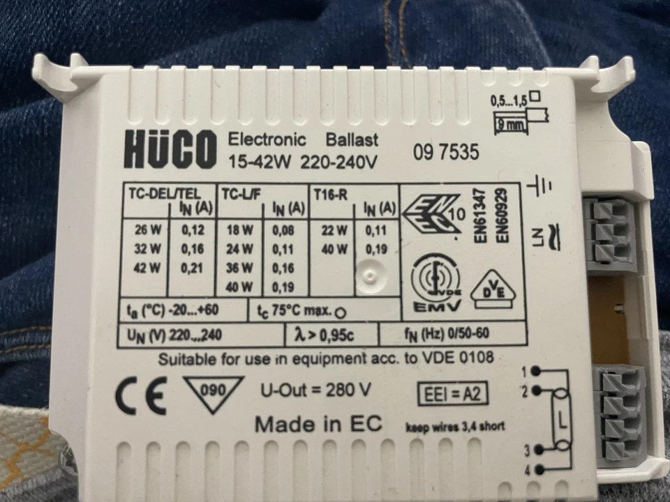 Hüco Elektronisches Vorschaltgerät 15-42w 220-240V 09 7535 Neu - Bild 1 von 1