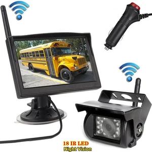 Kit de cámara de visión trasera y monitor inalámbrico de 5" para camión autocaravana 12V-24V - Imagen 1 de 24