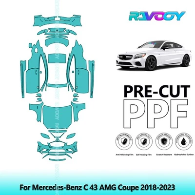 Película de protección de pintura precortada PPF para Mercedes-Benz C 43 AMG cupé 2018-2023 Foto 1 de 4