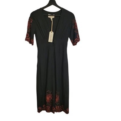 Mono Cleobella Negro Nuevo con Etiquetas XS Bordado Pierna Ancha Recortado Boho Foto 1 de 4