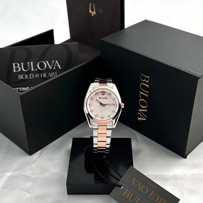 Bulova 98P207 Surveyor Women's Quartz Diamond Accent Silver and Gold Watch 31mm - Image 1 of 4