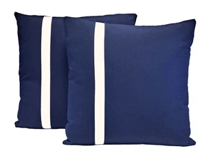 Sunbrella Farbblock Streifen links Outdoor Deko Überwurf Kissen 17x17 Navy - Bild 1 von 11