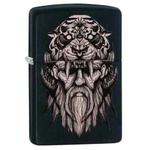 NEW ZIPPO TATTOO MAN LION MATTE BLACK PETROL CIGARETTE LIGHTER DESIGN WINDPROOF - Picture 1 of 3