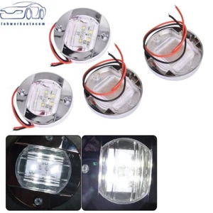 4X White 3" Round Marine Boat LED Cabin Deck Walkway Courtesy Lights Stern Light - Picture 1 of 6