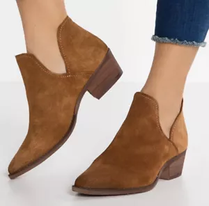Steve Madden Adelphie Brown Suede Cut Out Chic Ankle Boots Booties Burnished 8.5 - Picture 1 of 9