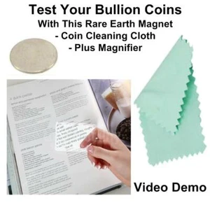 Silver Maple Leaf Test Magnet Neodymium For Testing Coins Coin Polishing Cloth - Picture 1 of 1
