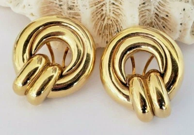 18KT Yellow Gold Hollow Round Earrings - Image 1 of 4