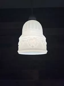 EDWARDIANISCHE OPAL MILCHGLAS BLATT ROSE PENDELLEUCHTE LAMPENSCHIRM VINTAGE ART DECO - Bild 1 von 13