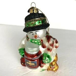 Yankee Candle Glass muñeco de nieve adorno sosteniendo linterna WT - Imagen 1 de 7
