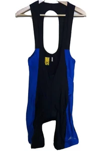 Nashbar Cycling Bib Mens Large L Black Blue Nylon Spandex Padded - Picture 1 of 7