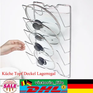 Cocina olla tapa estante de almacenamiento soporte de pared tapa de vidrio soporte tapa plata - Imagen 1 de 20
