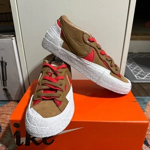 Nike Blazer Low/Sacai LT British Tan/University Red Men's 6.5 Women's 8 - Picture 1 of 8
