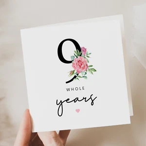 Wedding Anniversary Card Husband Wife Boyfriend Fiancé 9 Year Anniversary Gift - Picture 1 of 2