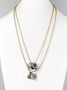 Disney Gold Tone Ball Bead Chain Mickey Rhinestone Slide Charm Necklace 22 inch - Picture 1 of 7