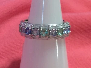Bomb Party The Talisa Ring Multiple Color CZ Rhodium Plated Band SZ 6 RBP 7177 - Picture 1 of 1