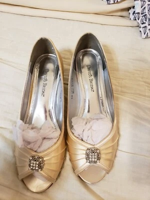 Michaelangelo David's Bridal Kelseywide Dyeable Beige Wedge Shoes Women's 8.5W - Image 1 of 4