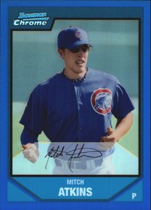 2007 Bowman Chrome Prospects Blue Refractors Card #BC140 Mitch Atkins /150