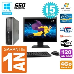 PC HP 6200 SFF Ecran 22" Intel i5-2400 RAM 4Go SSD 120Go Graveur DVD Wifi W7 - Photo 1/1