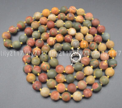 Collares de cuentas redondas de piedras preciosas de jaspe Picasso multicolor mate de 6/8/10 mm 16-55"" Foto 1 de 4