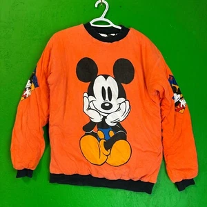 Disney Micke Mouse Vintage 90s AOP Long Sleeve Reversible Sweatshirt - Picture 1 of 10