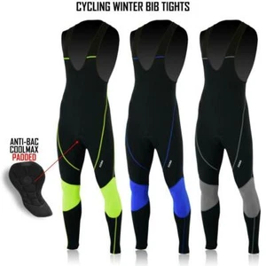 Mens Cycling Bib Tights Super Roubaix Winter Bib Wear Thermal Trosuer Bike Tight - Picture 1 of 15