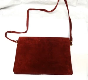 Vintage I MAGNIN Suede Leather Red Maroon Saddle Bag Crossbody Purse - Bild 1 von 7