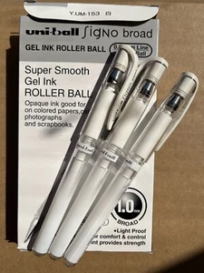 Uni-ball UM153 Signo Broad Gel Ink Roller Ball Pen White Pack Of 3 - Picture 1 of 1