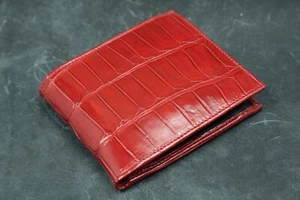 CARTERA MONEDERO HOMBRE ROJO AUTÉNTICO COCODRILO HECHO A MANO ESPAÑA - ROMA 19 - Imagen 1 de 13