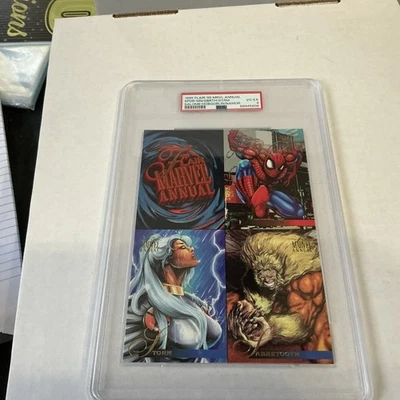 Ежегодная коллекционная карточка 1995 Flair Marvel НЕРАЗРЕЗАННЫЙ промо-лист Человек-паук! X-MEN PSA 4 - Изображение 1 из 3