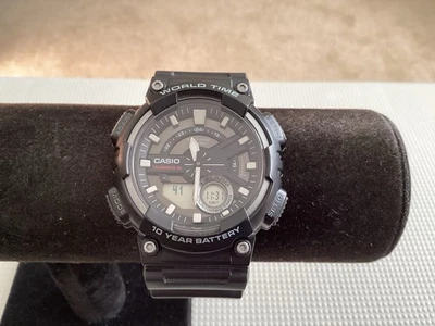 Casio Telememo Watch AEQ-110W Anadigi Chrono Alarm In Black - Image 1 of 4