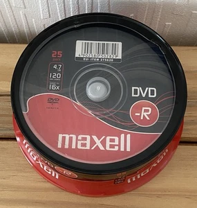 Maxell DVD-R Recordable Blank DVD-R Discs Pack 25 Shrink-Wrap 4.7GB 120mins 16x - Afbeelding 1 van 5