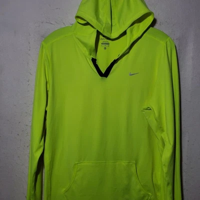Nike Dri-FIT Hoodie Women XL Neon Green Running Pullover Long Sleeve Thumbholes - Image 1 of 4