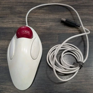 Logitech T-BB14 Trackman USB Red Marble Trackball Mouse Tested & Working - Picture 1 of 4